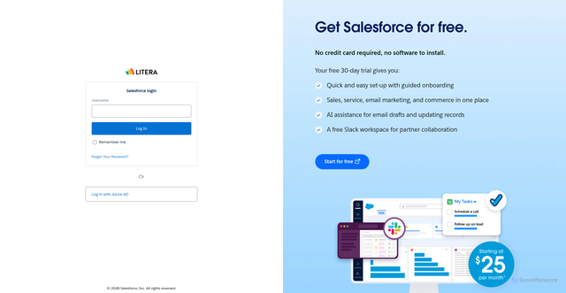 Security scan screenshot of https://litera.my.salesforce.com