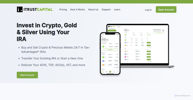 Security scan screenshot of https://itrustcapitallogines.webflow.io/