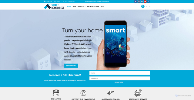 Security scan screenshot of https://smarthomedirect.com.au
