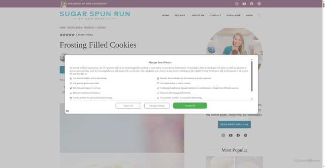 Security scan screenshot of https://sugarspunrun.com/funfetti-filled-chocolate-chip-cookies/