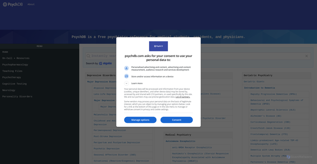 Security scan screenshot of https://psychdb.com
