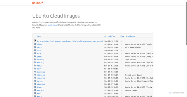 Security scan screenshot of https://us.cloud-images.ubuntu.com