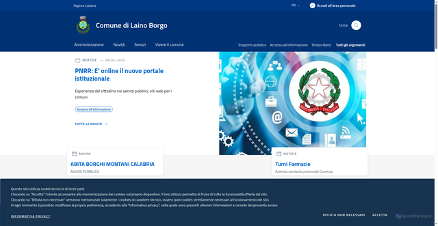 Security scan screenshot of https://www.comune.lainoborgo.cs.it/