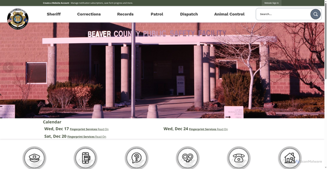Security scan screenshot of https://beaverutahsheriff.gov/
