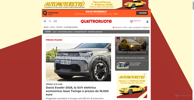 Security scan screenshot of https://www.quattroruote.it