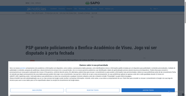 Security scan screenshot of 24noticias.sapo.pt
