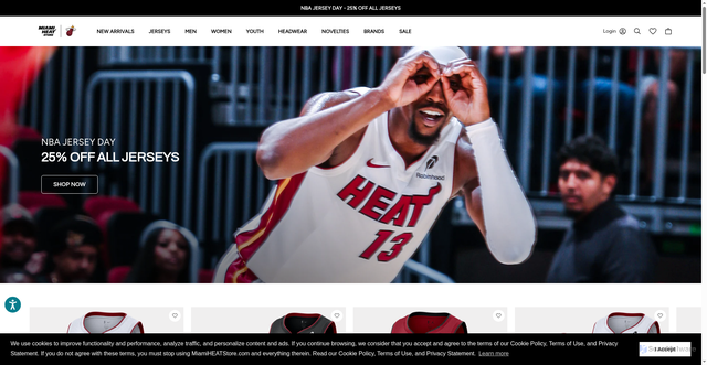 Security scan screenshot of https://www.miamiheatstore.com/