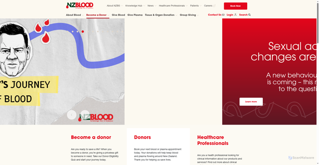 Security scan screenshot of http://www.nzblood.co.nz/