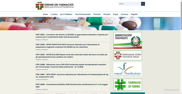 Security scan screenshot of https://www.farmacistipn.it