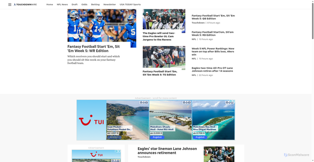 Security scan screenshot of https://touchdownwire.usatoday.com