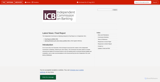 Security scan screenshot of http://bankingcommission.independent.gov.uk