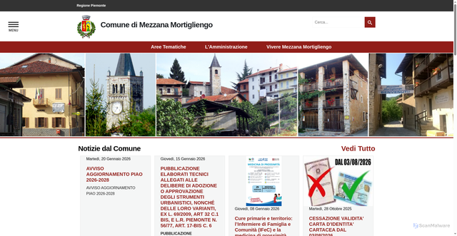 Security scan screenshot of https://www.comune.mezzanamortigliengo.bi.it/