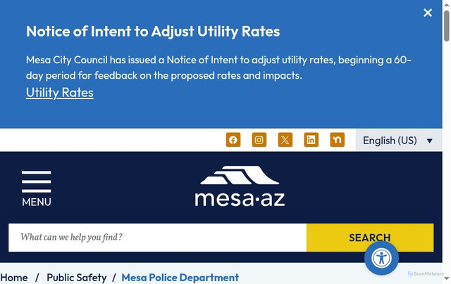 Security scan screenshot of https://www.mesaaz.gov/public-safety/mesa-police/