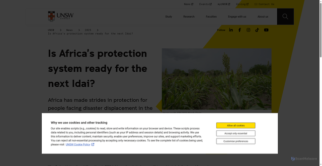Security scan screenshot of https://www.unsw.edu.au/news/2025/12/is-africa-s-protection-system-ready-for-the-next-idai-
