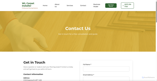 Security scan screenshot of https://wlcarpet.pages.dev/contact