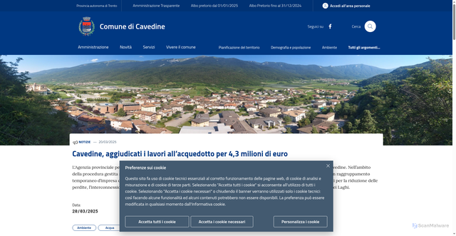 Security scan screenshot of https://www.comune.cavedine.tn.it