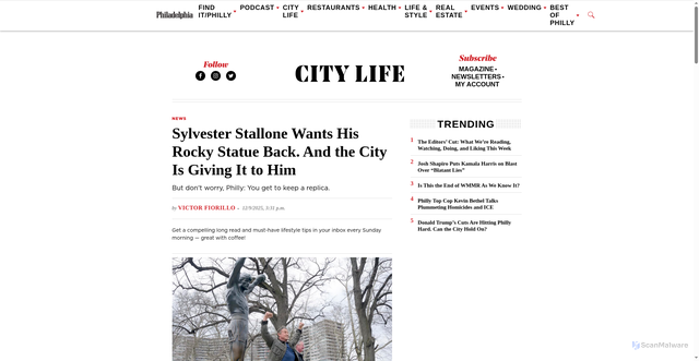 Security scan screenshot of https://www.phillymag.com/news/2025/12/09/rocky-statue-philadelphia-art-museum/