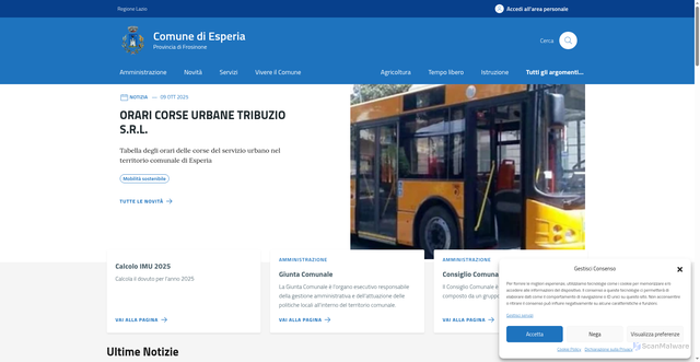 Security scan screenshot of https://comune.esperia.fr.it/