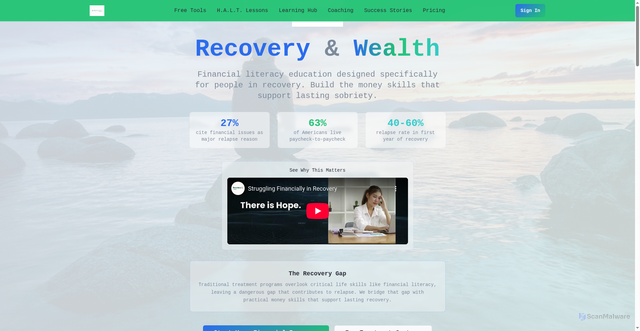 Security scan screenshot of http://recoveryandwealth.app/