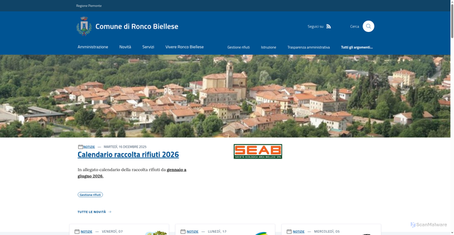 Security scan screenshot of https://www.comune.roncobiellese.bi.it/