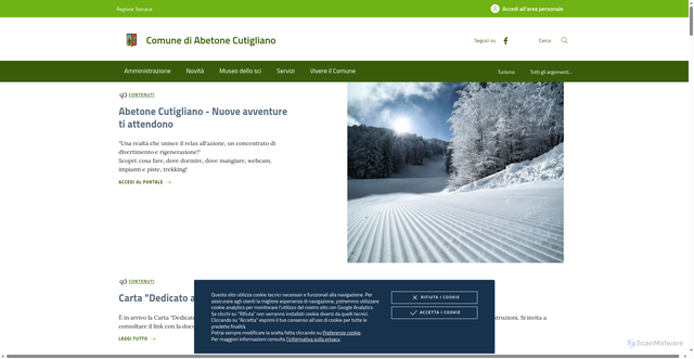 Security scan screenshot of https://www.comune.abetonecutigliano.pt.it/