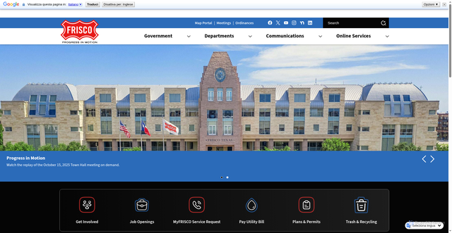 Security scan screenshot of https://www.friscotexas.gov/
