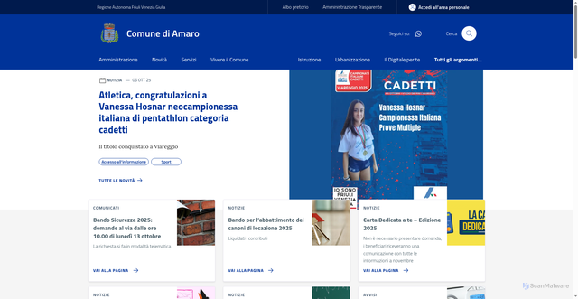 Security scan screenshot of https://www.comune.amaro.ud.it/