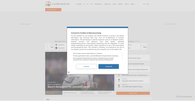 Security scan screenshot of https://www.worldfootball.net