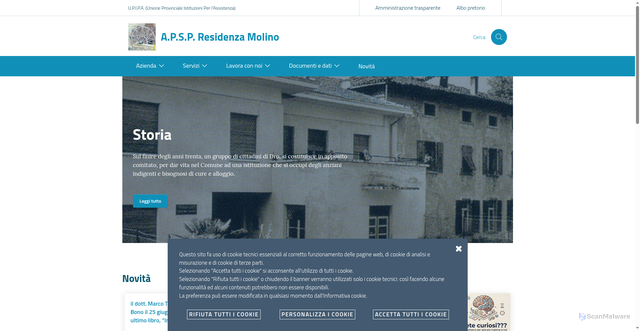 Security scan screenshot of https://www.residenzamolino.it