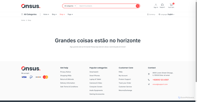 Security scan screenshot of https://e-commerce.produtosonlinepravoce.com.br/shop/
