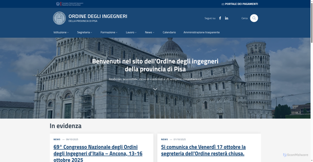 Security scan screenshot of https://www.ordineingegneripisa.it/