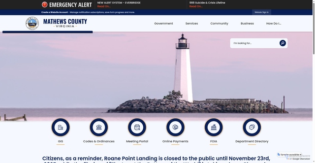 Security scan screenshot of https://mathewscountyva.gov/