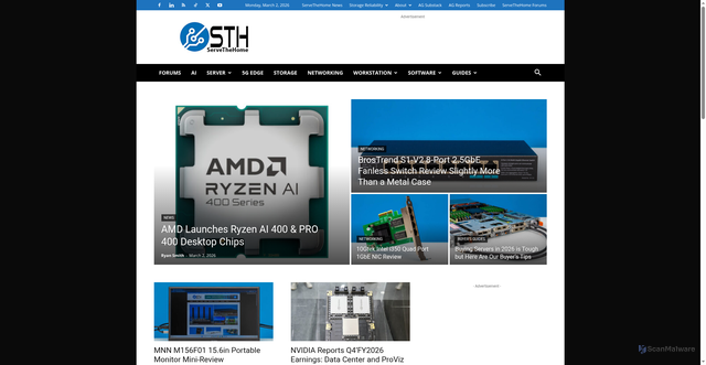 Security scan screenshot of https://servethehome.com