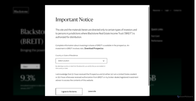 Security scan screenshot of https://breit.com