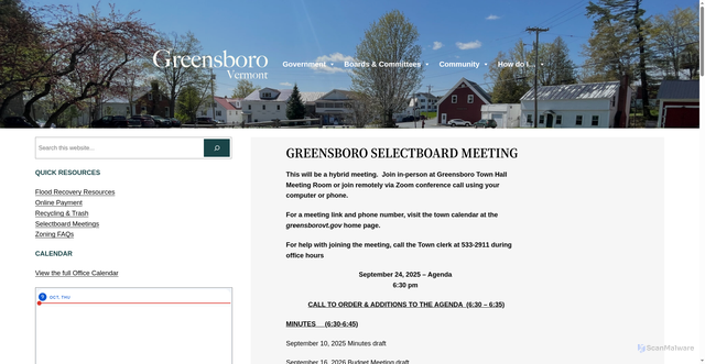 Security scan screenshot of https://greensborovt.gov/