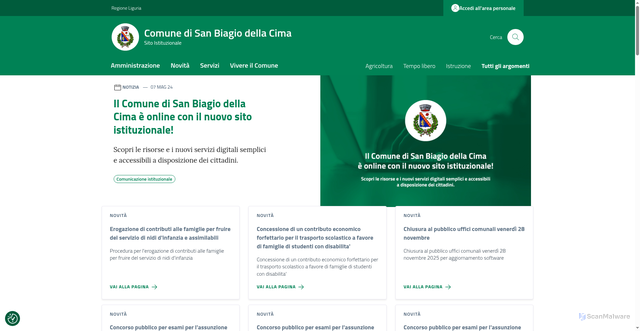 Security scan screenshot of https://comune.sanbiagiodellacima.im.it/