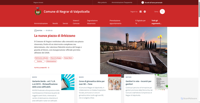 Security scan screenshot of https://www.comune.negrardivalpolicella.vr.it/
