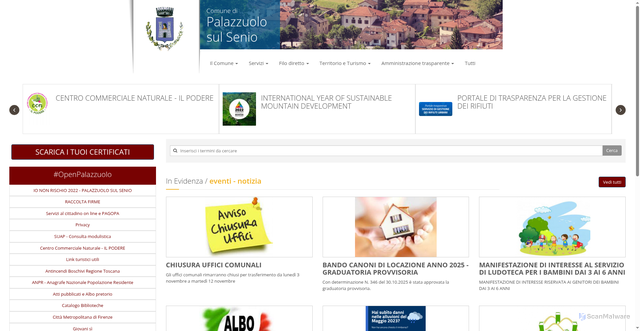 Security scan screenshot of https://www.comune.palazzuolo-sul-senio.fi.it/