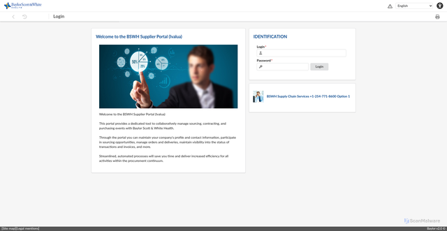 Security scan screenshot of https://suppliers-bswh.ivalua.com