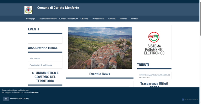 Security scan screenshot of https://www.comune.corletomonforte.sa.it/hh/index.php