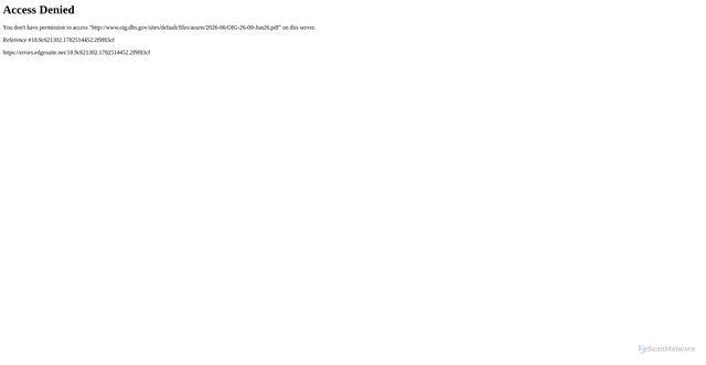 Security scan screenshot of https://www.oig.dhs.gov/sites/default/files/assets/2026-06/OIG-26-09-Jun26.pdf