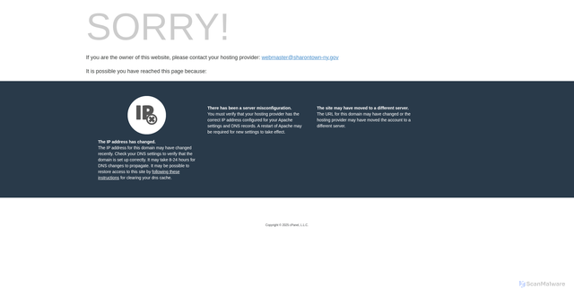 Security scan screenshot of http://www.sharontown-ny.gov/