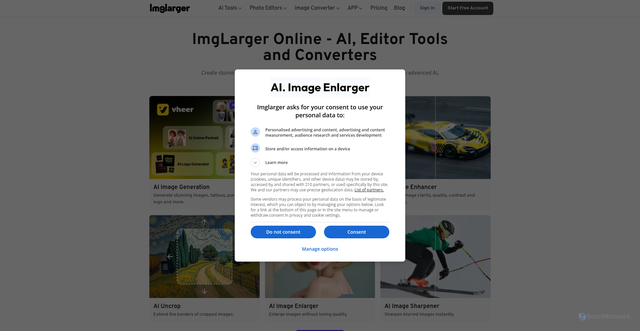 Security scan screenshot of https://imglarger.com