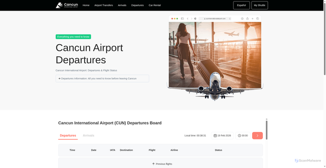Security scan screenshot of https://cuninternationalairport.com/departures