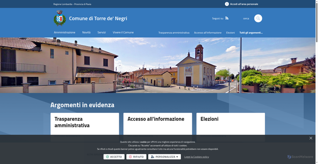 Security scan screenshot of https://www.comune.torredenegri.pv.it