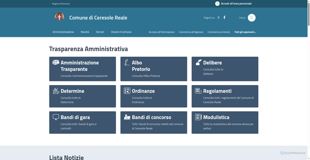 Security scan screenshot of https://www.comune.ceresolereale.to.it