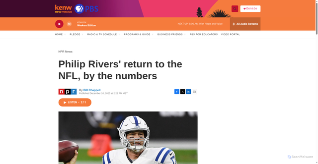Security scan screenshot of https://www.kenw.org/2025-12-10/philip-rivers-return-to-the-nfl-by-the-numbers