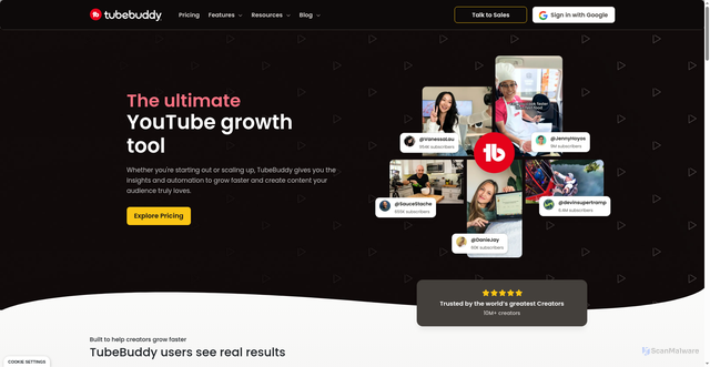 Security scan screenshot of https://www.tubebuddy.com/