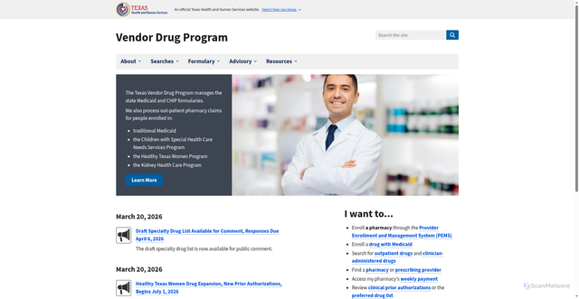Security scan screenshot of https://www.txvendordrug.com