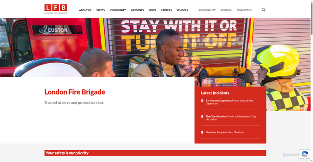 Security scan screenshot of https://www.london-fire.gov.uk/